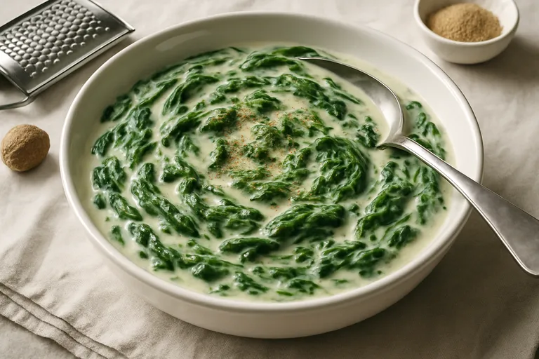 Romige spinazie à la crème met nootmuskaat: fluweelzacht comfort op je bord