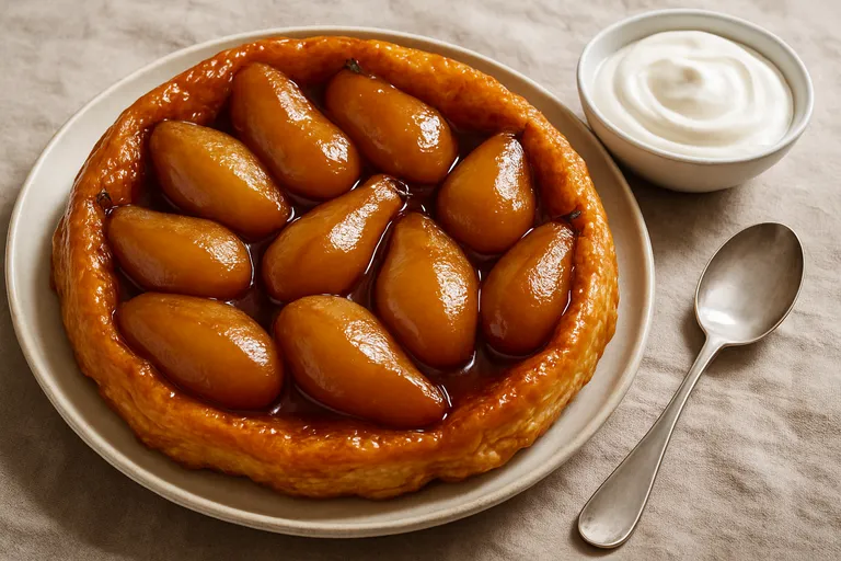 Tarte tatin met peren: diepe karamel en knapperig bladerdeeg in perfecte harmonie